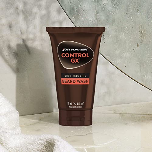 Just For Men Control GX Grey Reducing Beard Wash Shampoo, Gradually Colors Mustache and Beard, Leaves Facial Hair Softer and Fuller, 4 Fl Oz - Pack of 3 (Packaging May Vary)